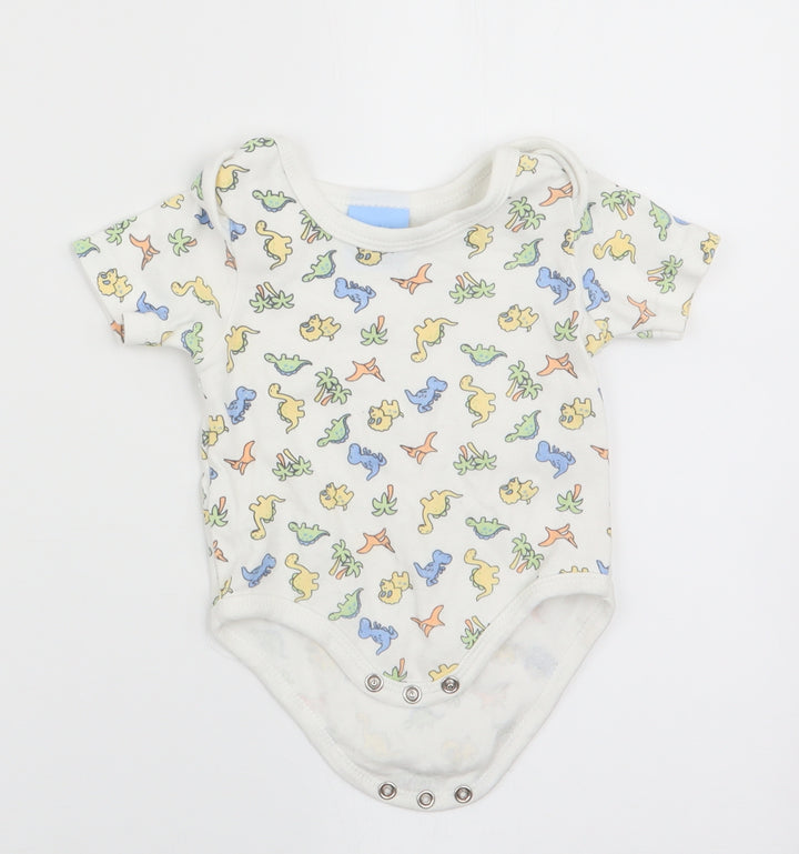 Bebe Bonito Boys White Animal Print Romper One-Piece Size 0-3 Months - Dinasour Print