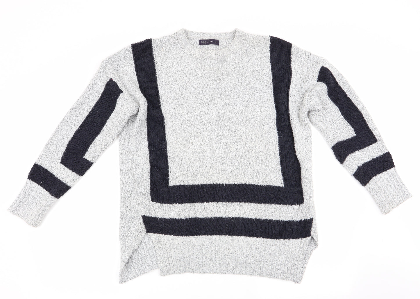 Marks and Spencer Womens Grey Geometric  Pullover Jumper Size M