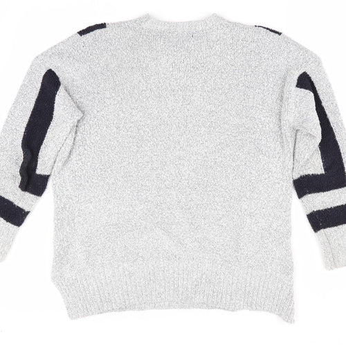 Marks and Spencer Womens Grey Geometric  Pullover Jumper Size M