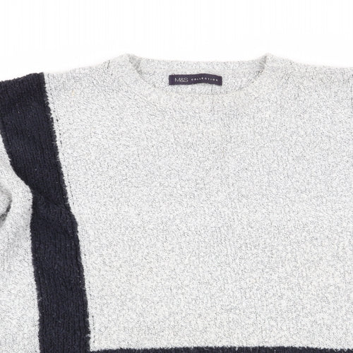 Marks and Spencer Womens Grey Geometric  Pullover Jumper Size M