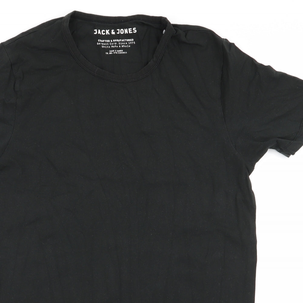 JACK & JONES Mens Black    T-Shirt Size L