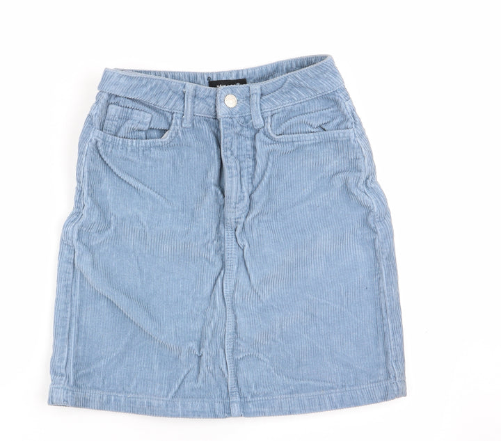 New Look Womens Blue A-Line Skirt Size 6 - Cord Fabric