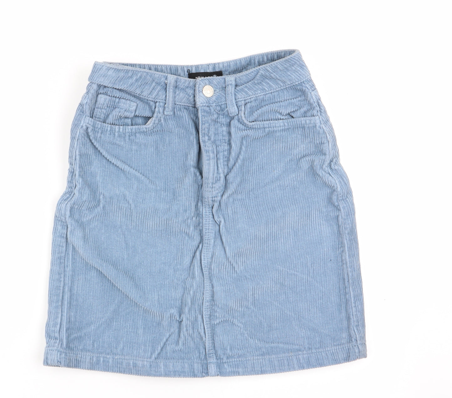 New Look Womens Blue   A-Line Skirt Size 6  - Cord Fabric