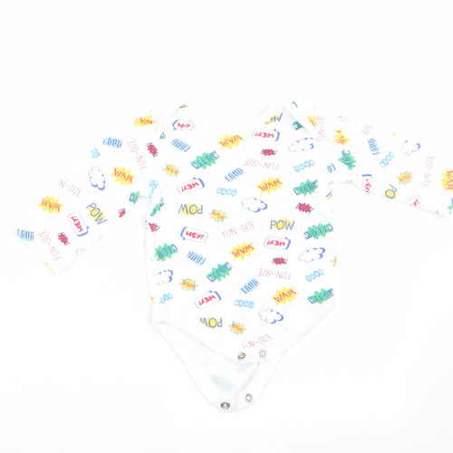 PEP & CO Boys White   Romper One-Piece Size 0-3 Months  - Text Print