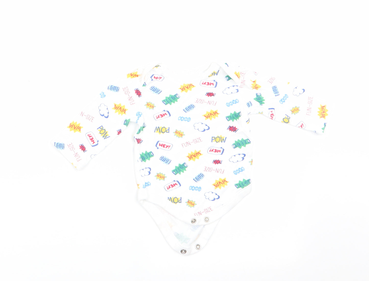 PEP & CO Boys White   Romper One-Piece Size 0-3 Months  - Text Print