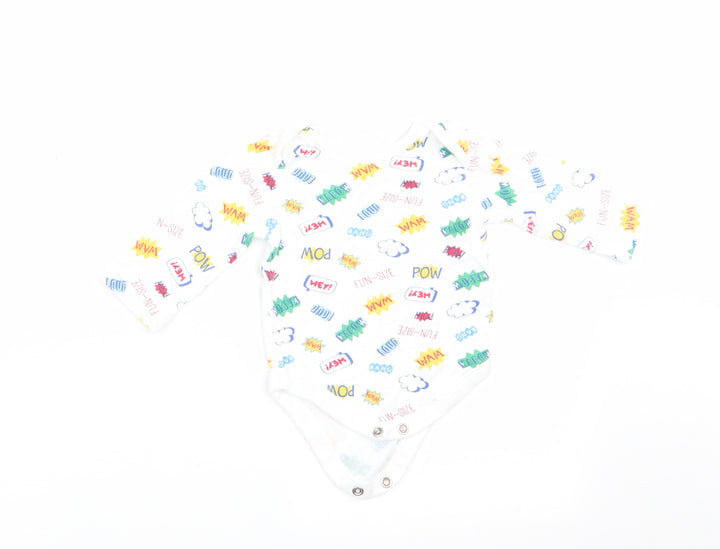 PEP & CO Boys White   Romper One-Piece Size 0-3 Months  - Text Print