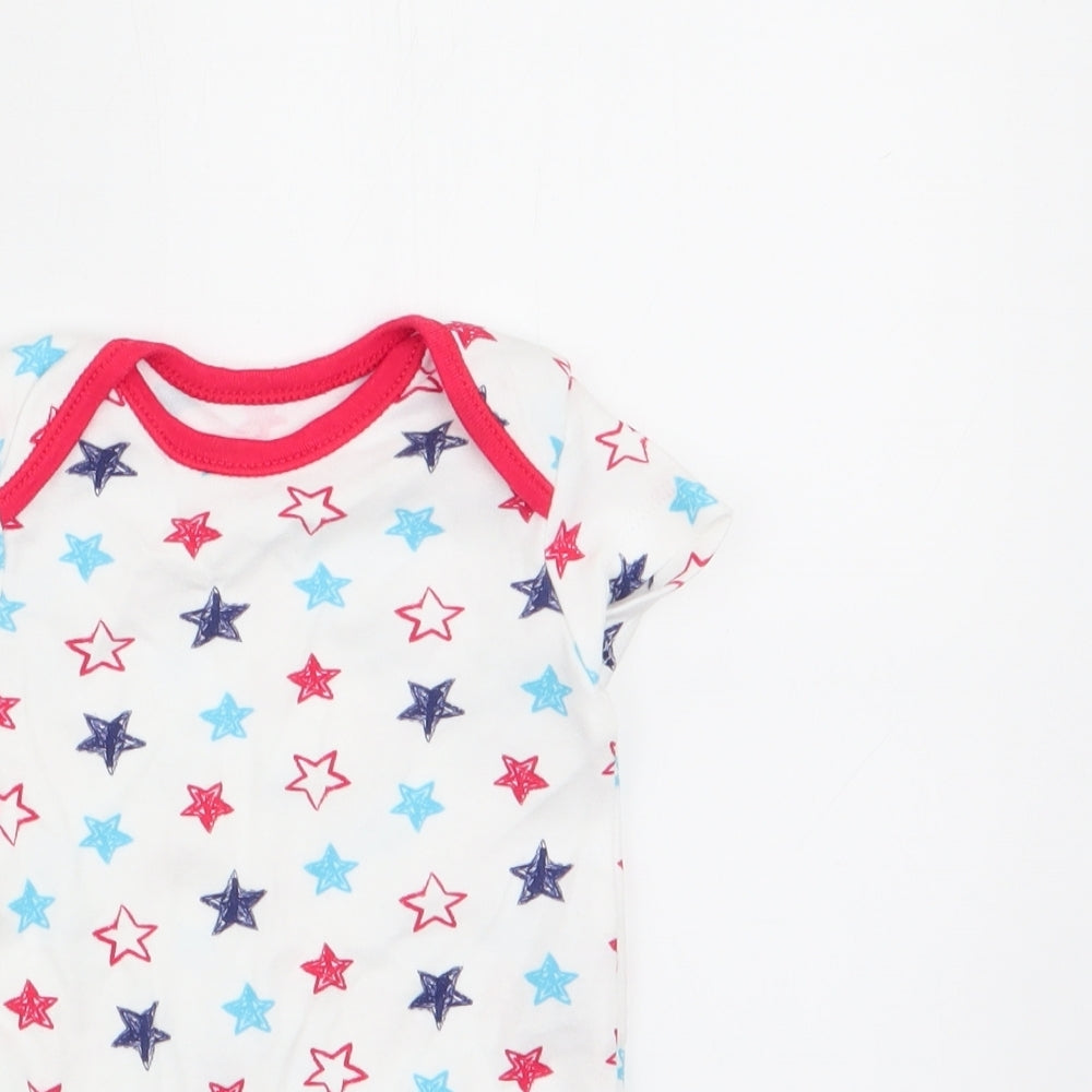 PEP & CO Boys White Geometric  Romper One-Piece Size 0-3 Months  - Star Print