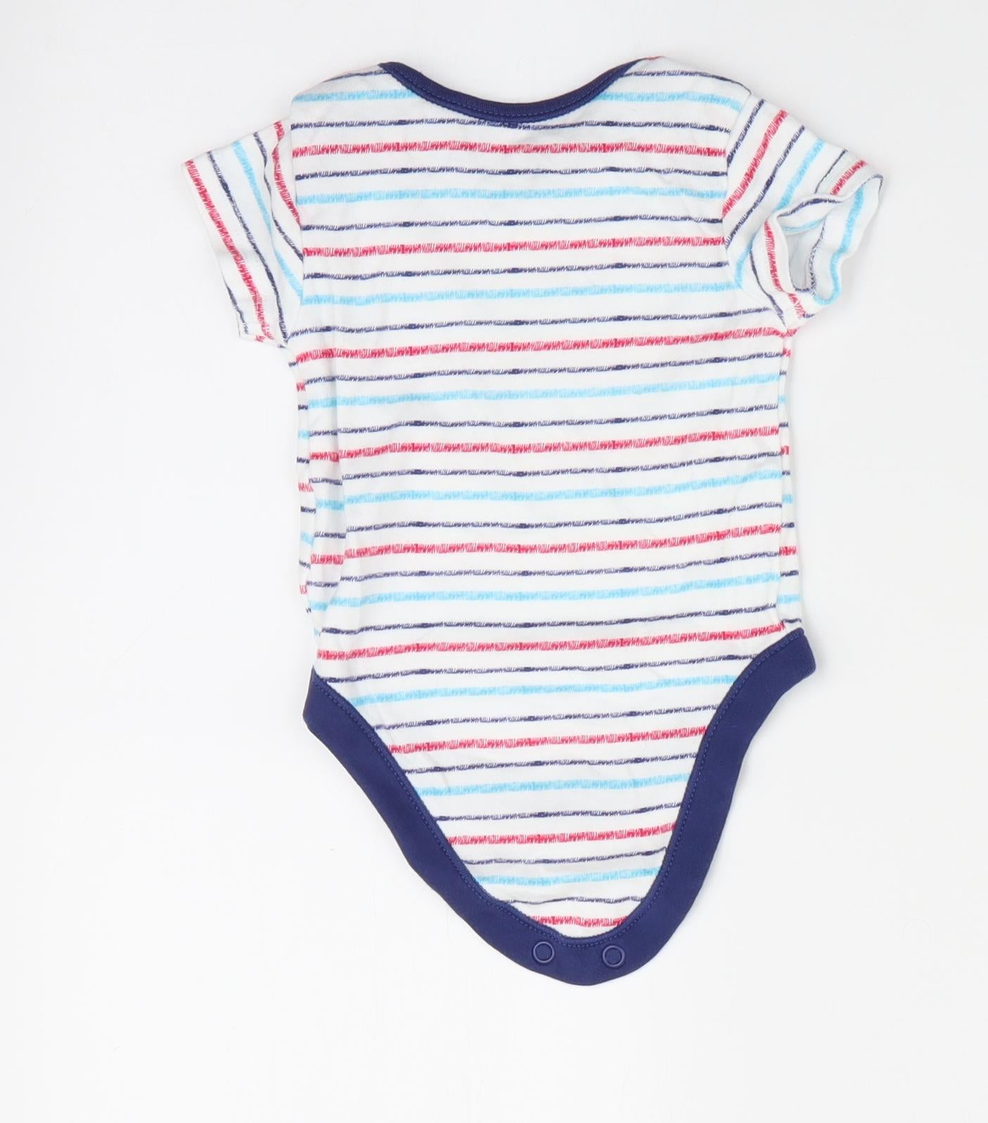 PEP & CO Boys Blue Striped  Romper One-Piece Size 0-3 Months
