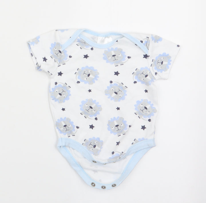 Moon & Stars Baby Blue Animal Print Romper One-Piece Size 0-3 Months