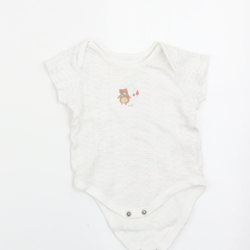 Lullaby Boys Green Striped  Romper One-Piece Size 3-6 Months  - Bear Logo