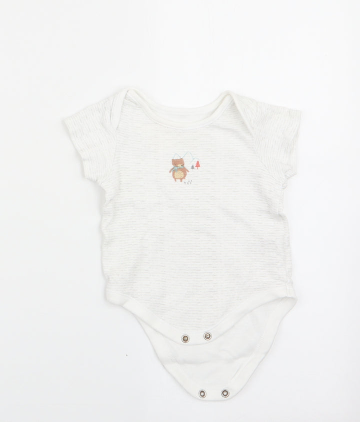 Lullaby Boys Green Striped Romper One-Piece Size 3-6 Months - Bear Logo