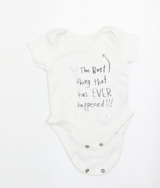 Front view of George Baby White Romper One-Piece, size 0-3, Months - The best thing that ever happened!!