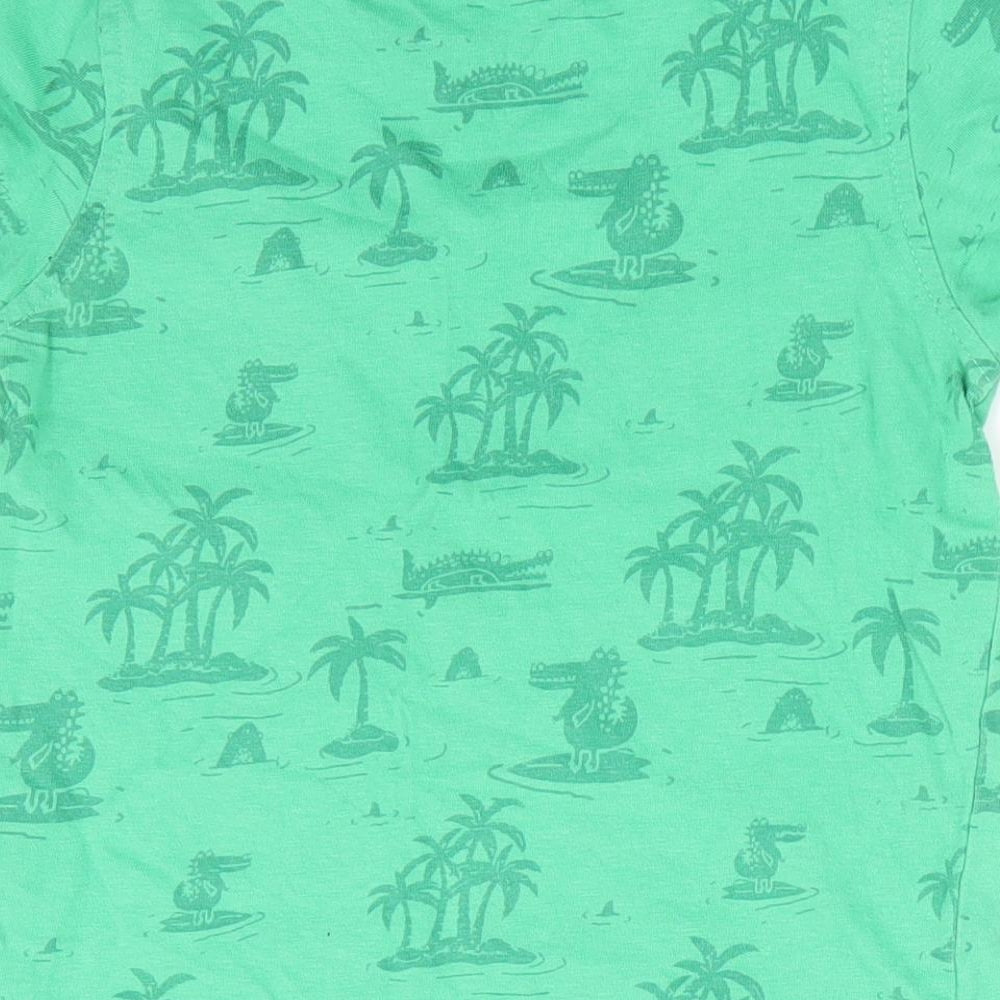 George Boys Green Floral  Basic T-Shirt Size 12-18 Months  - Palm Trees and Dragons