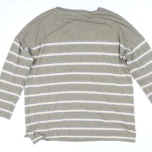 Nutmeg Womens Green Striped  Pullover Jumper Size 14