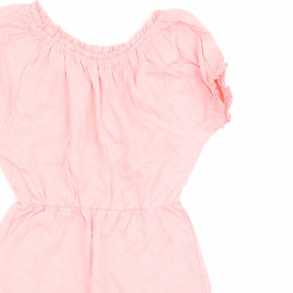 George Girls Pink   T-Shirt Dress  Size 8-9 Years  - Peach in Colour Elasticated waist