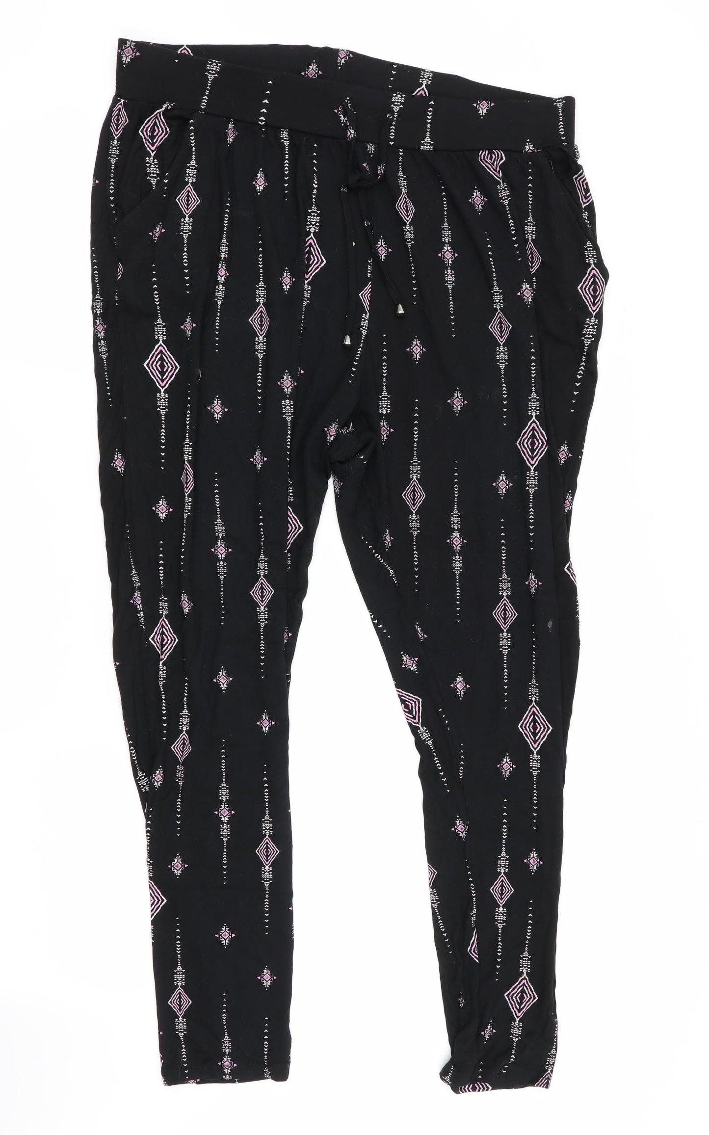George Womens Black Geometric  Bloomer Trousers Size 16 L27 in