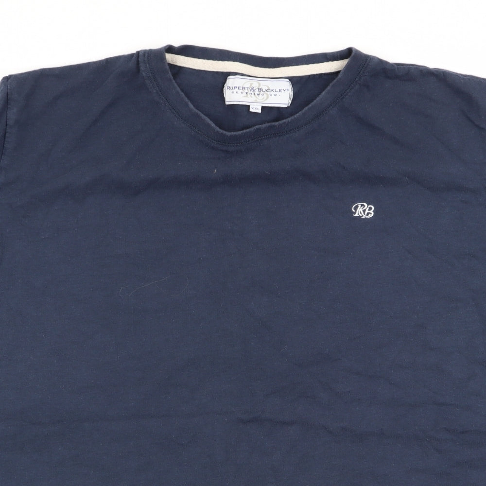 Rupert Buckley Mens Blue    T-Shirt Size 2XL