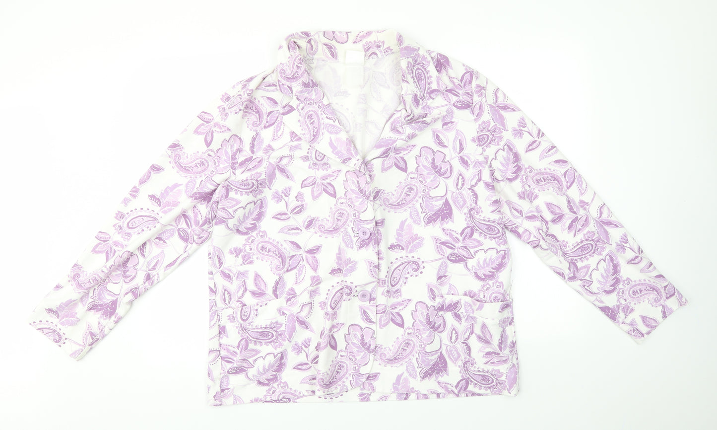 Preworn Womens Purple Floral  Cardigan Jumper Size L