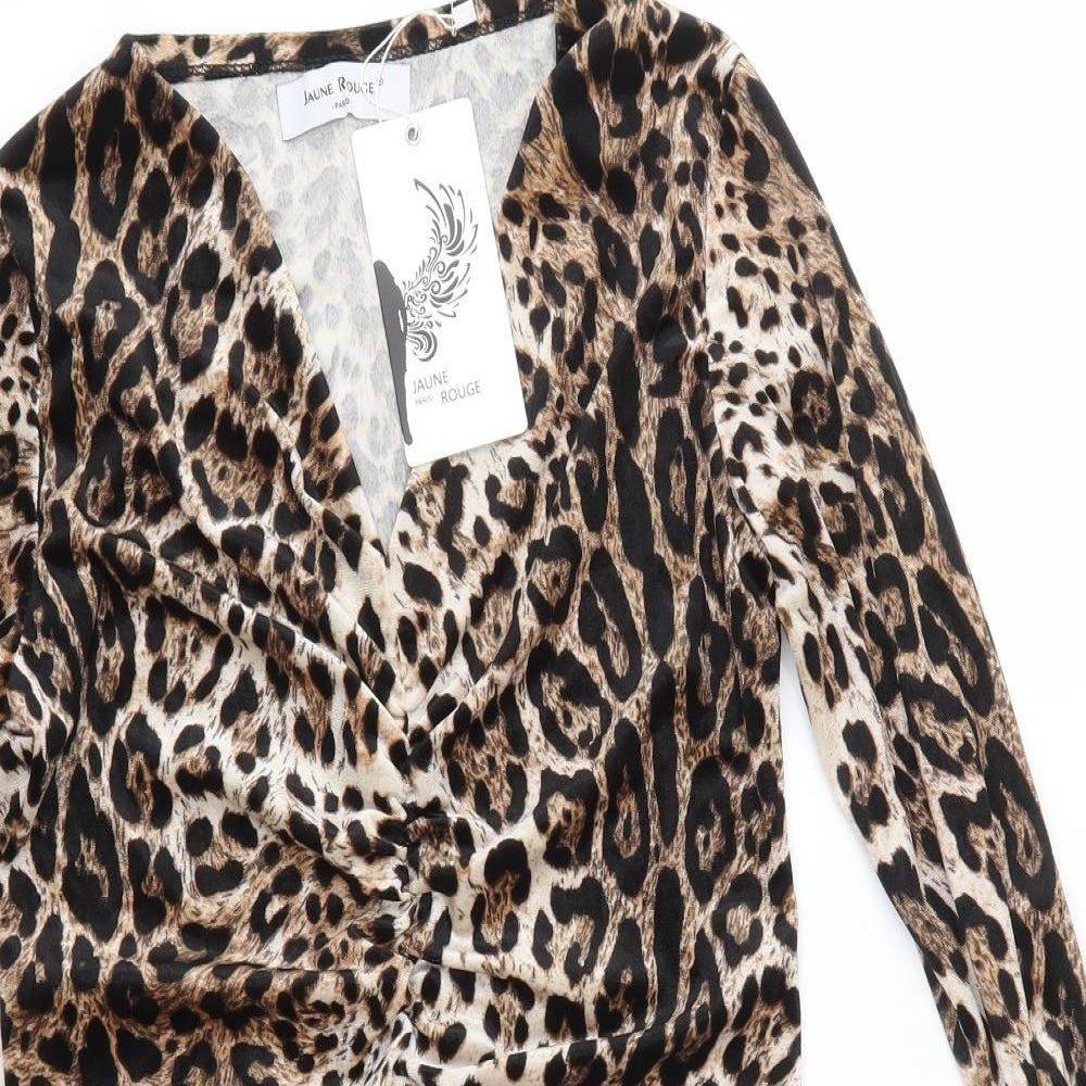 Jaune Rouge Womens Brown Animal Print  Bodycon  Size 8