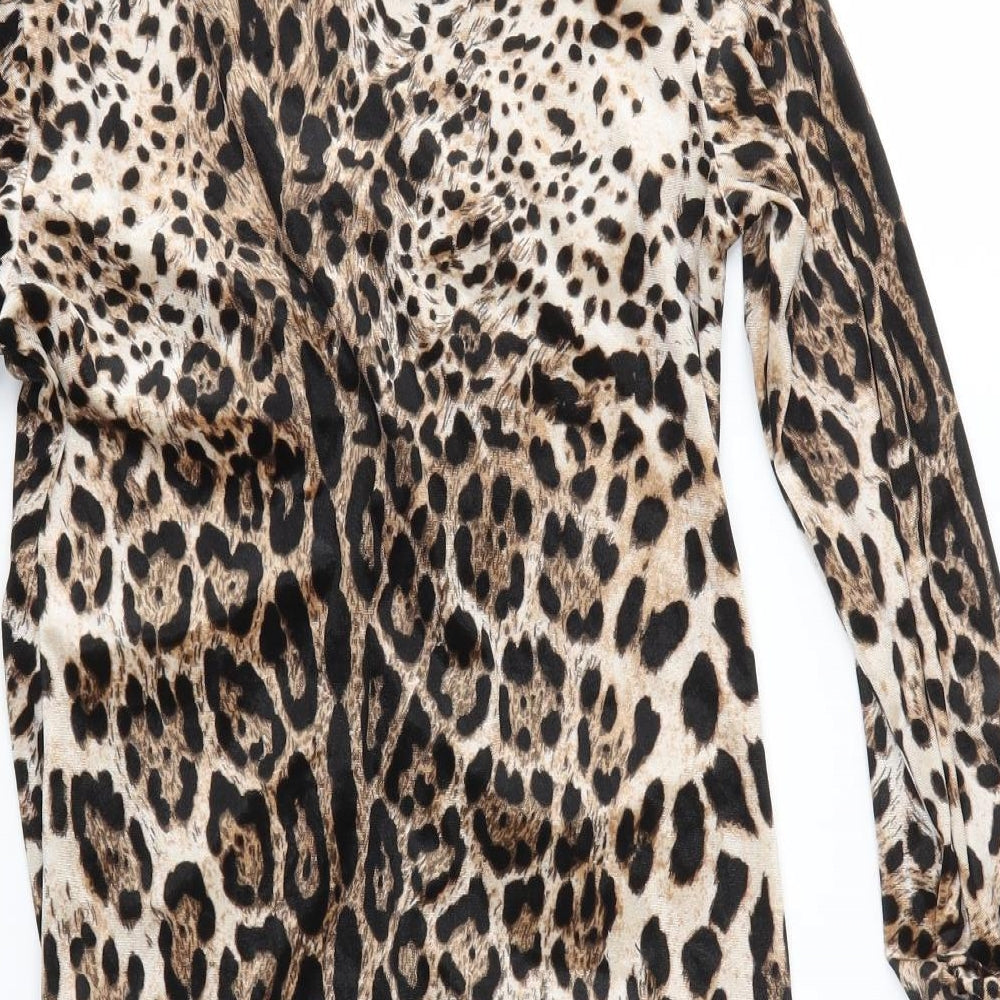Jaune Rouge Womens Brown Animal Print  Bodycon  Size 8
