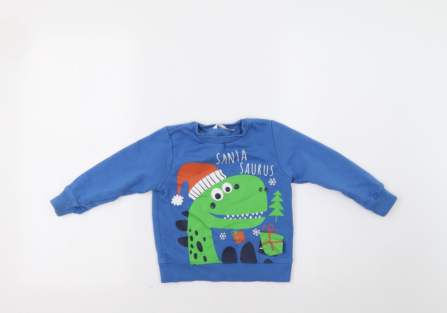 Pep&Co Boys Blue   Pullover Sweatshirt Size 2-3 Years  - Dino Christmas