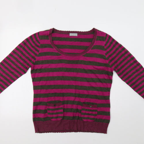 M&S Womens Pink Striped  Pullover Jumper Size 16