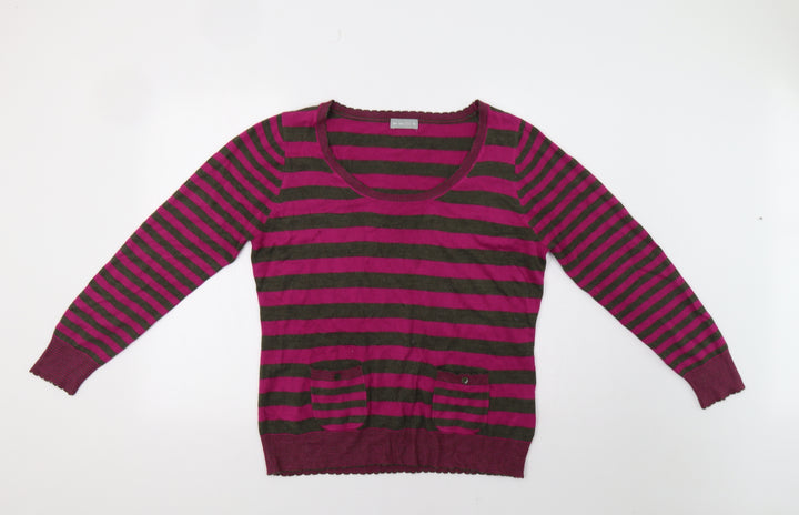 M&S Womens Pink Striped  Pullover Jumper Size 16