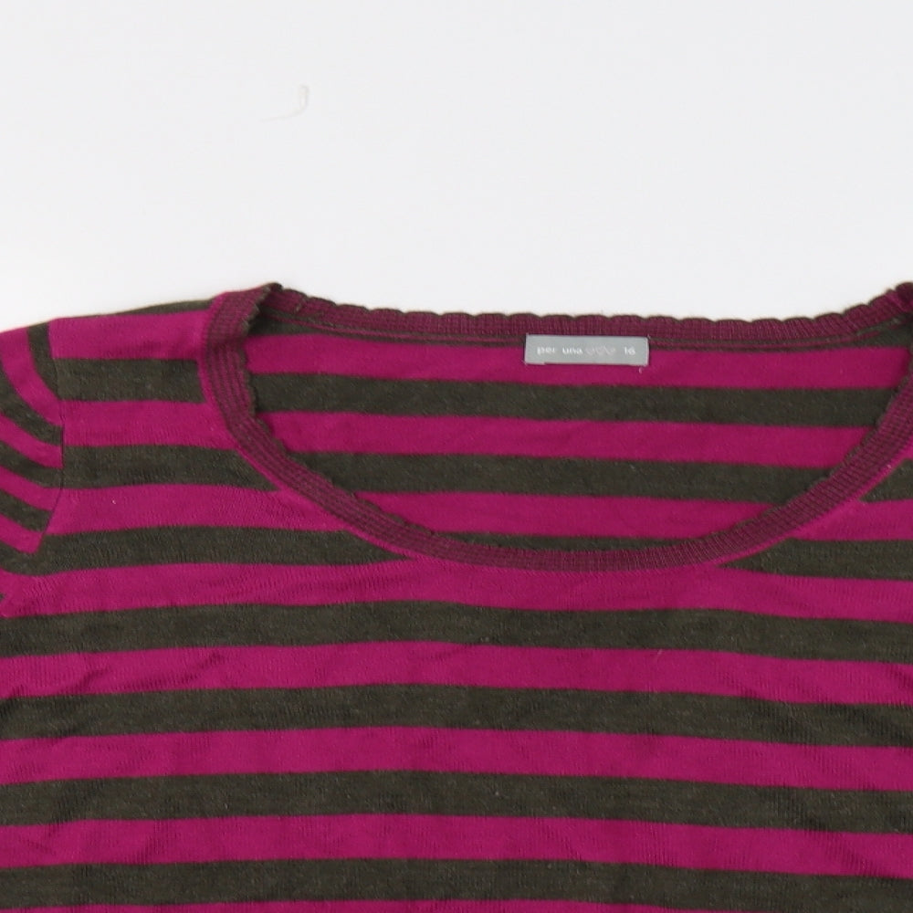 M&S Womens Pink Striped  Pullover Jumper Size 16