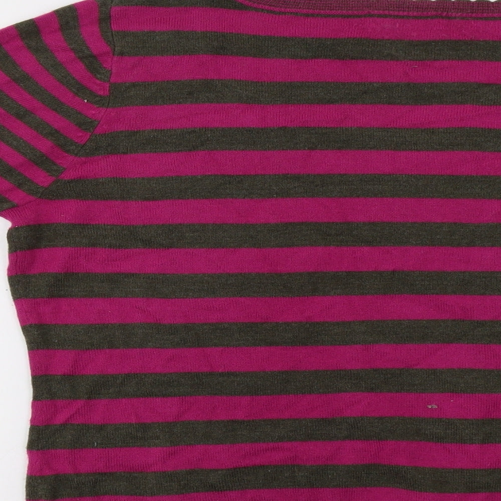 M&S Womens Pink Striped  Pullover Jumper Size 16