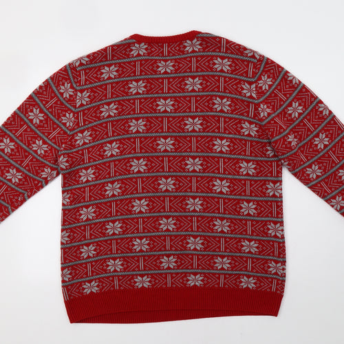 M&S Mens Red Fair Isle  Pullover Jumper Size XL  - Christmas Jumper