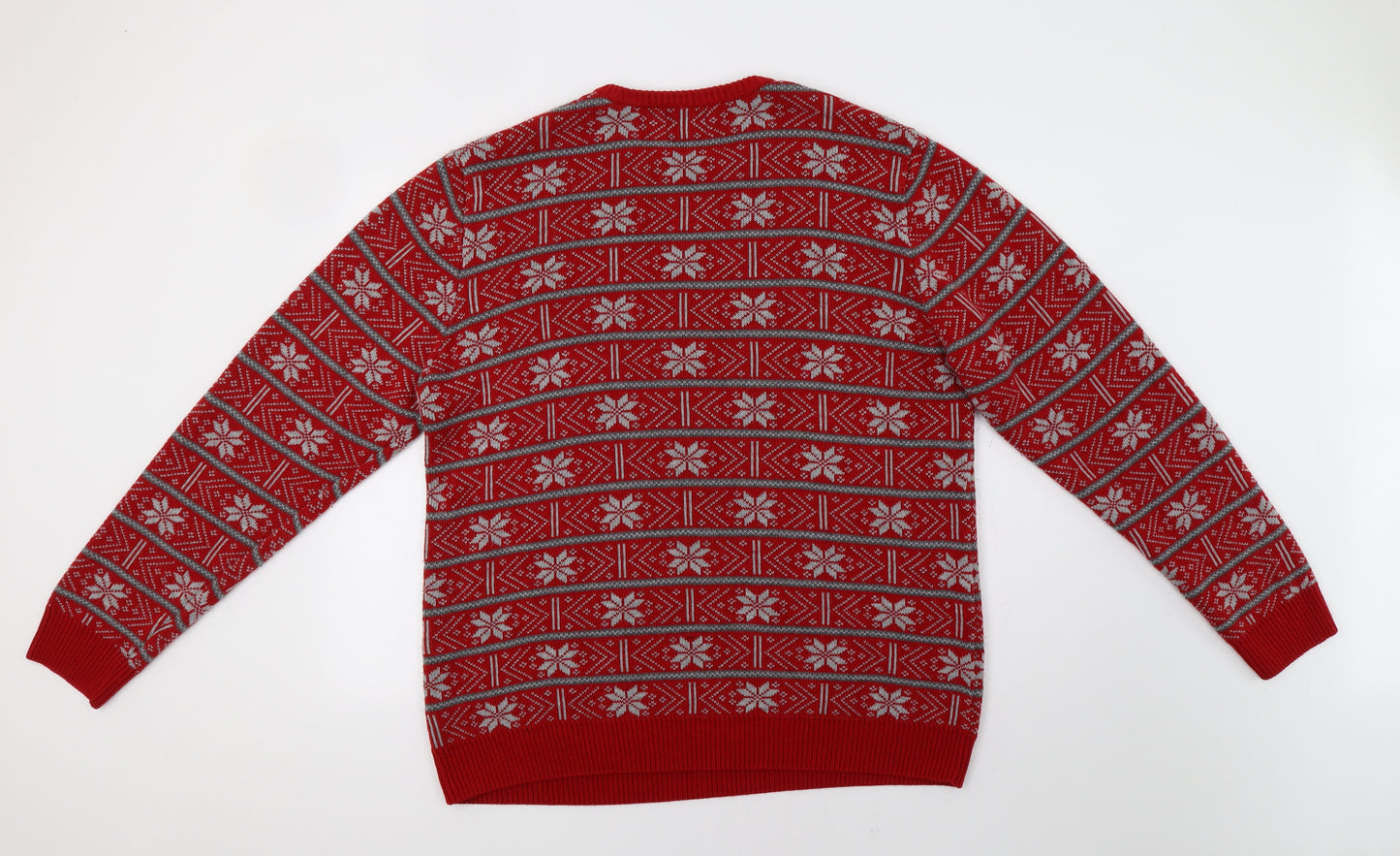 M&S Mens Red Fair Isle  Pullover Jumper Size XL  - Christmas Jumper