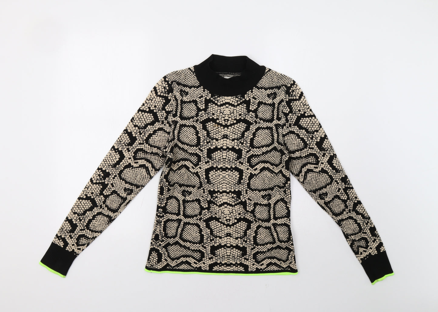 River Island Womens Beige Animal Print  Henley Jumper Size 10