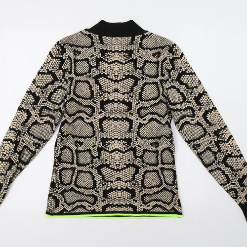River Island Womens Beige Animal Print  Henley Jumper Size 10