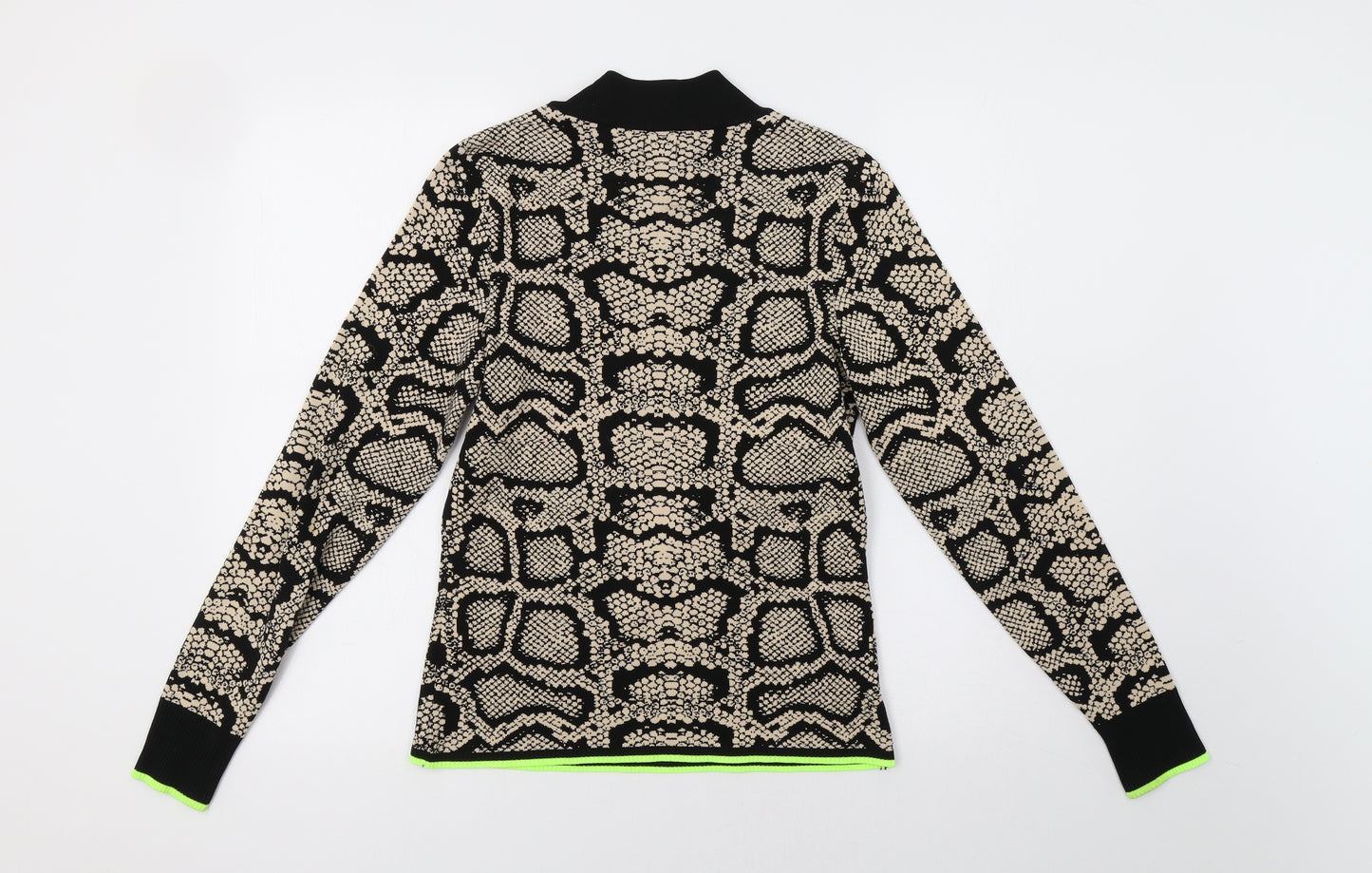 River Island Womens Beige Animal Print  Henley Jumper Size 10
