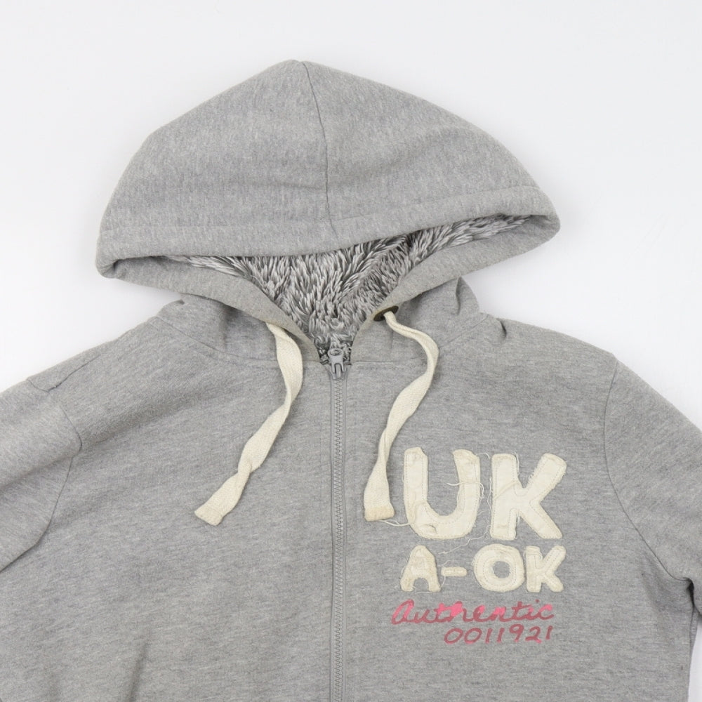 NMew Look Womens Grey   Full Zip Hoodie Size 14