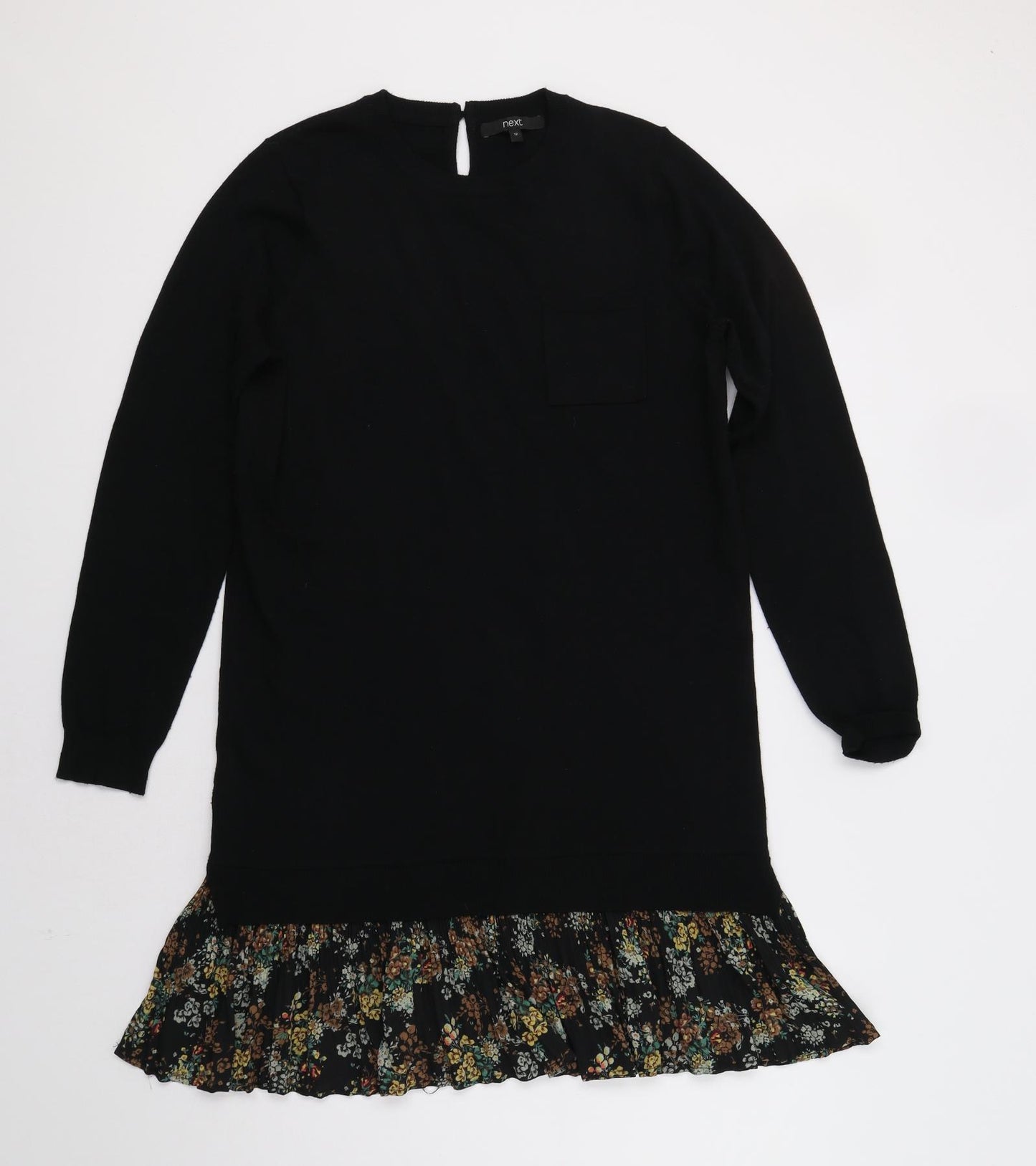 NEXT Womens Black Floral  Jumper Dress  Size 12