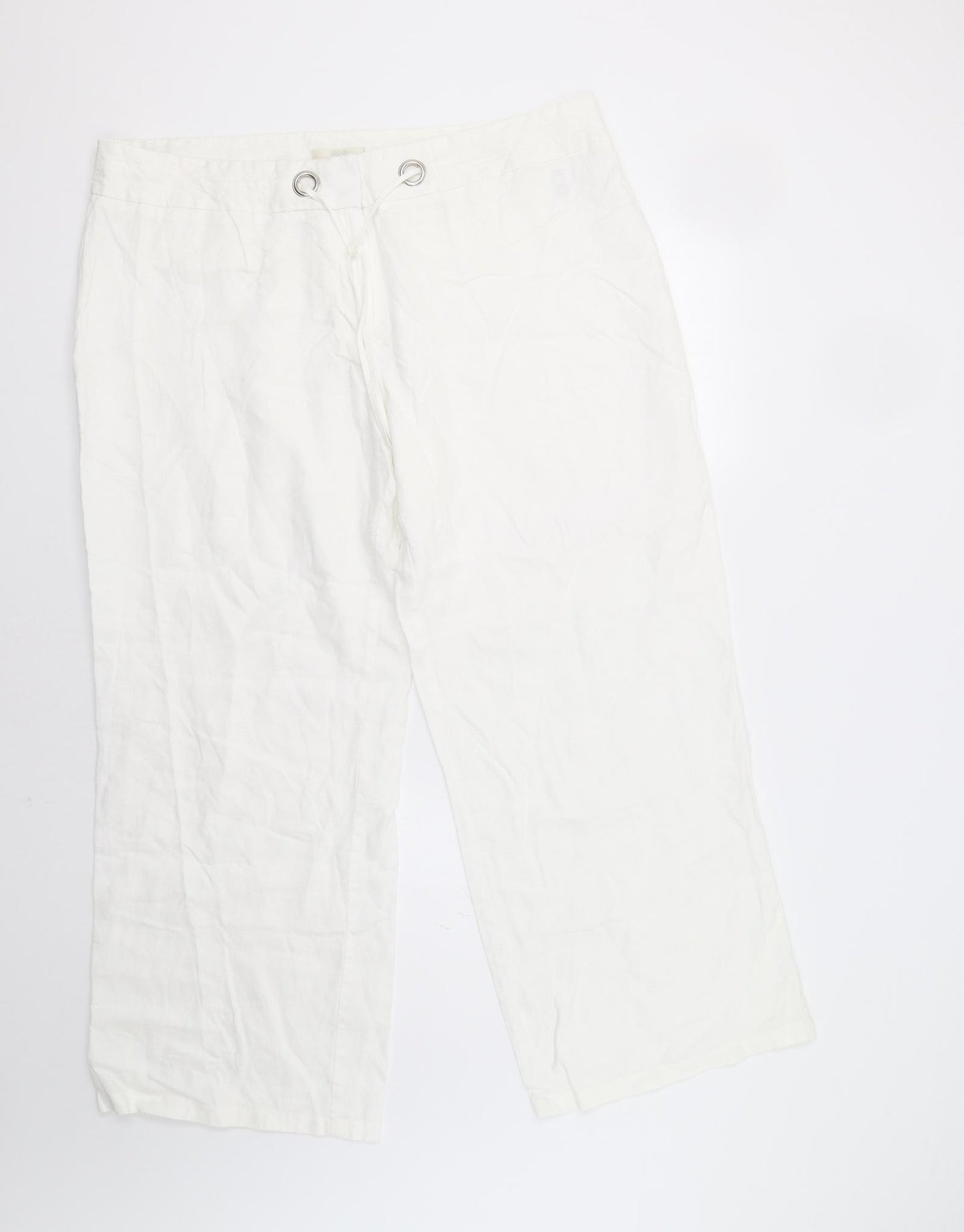 M&S Womens White   Trousers  Size 20 L30 in