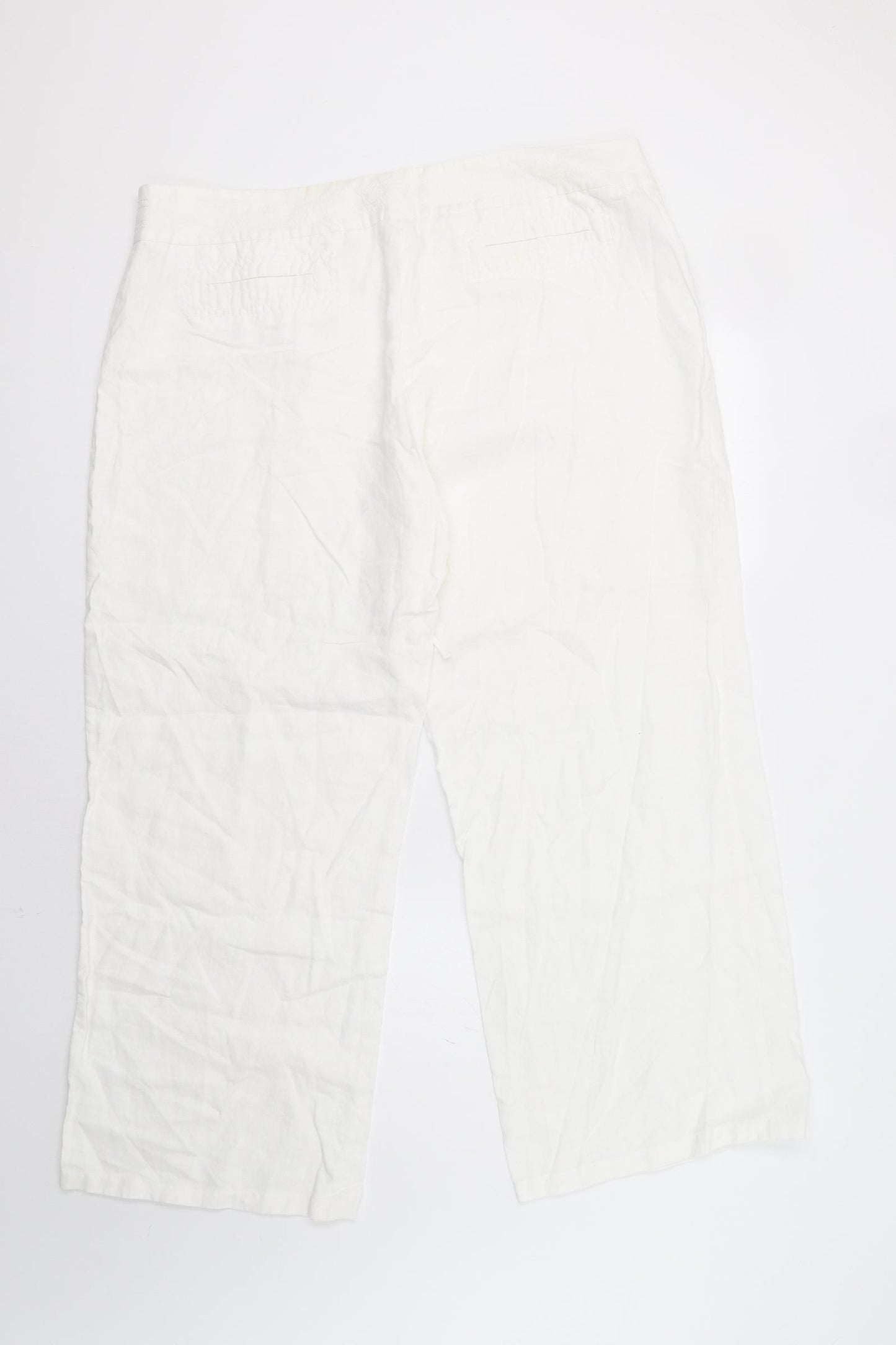 M&S Womens White   Trousers  Size 20 L30 in