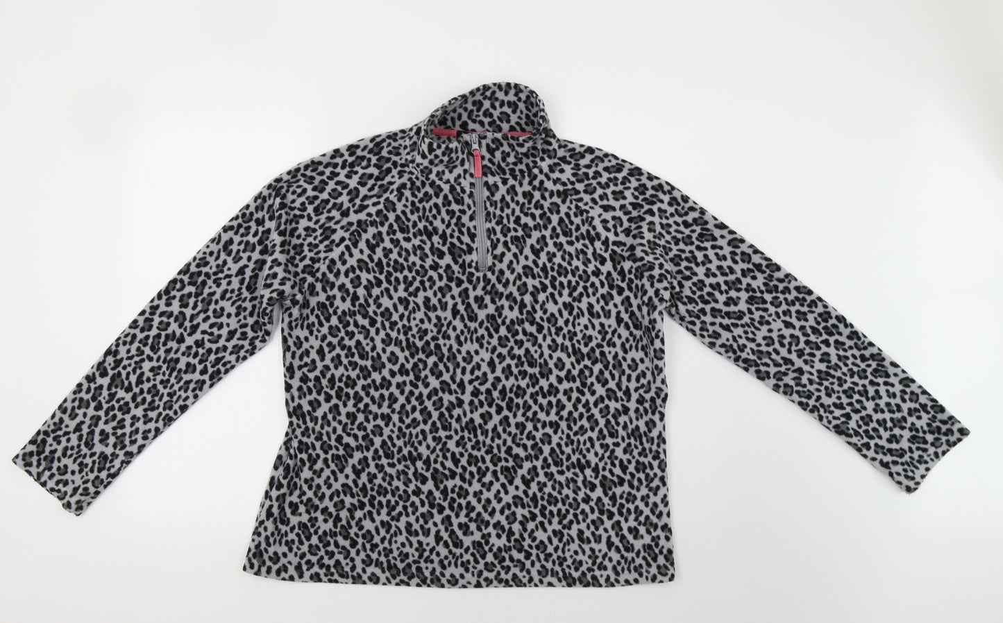 M Collection Womens Grey Animal Print  Henley Sweatshirt Size L