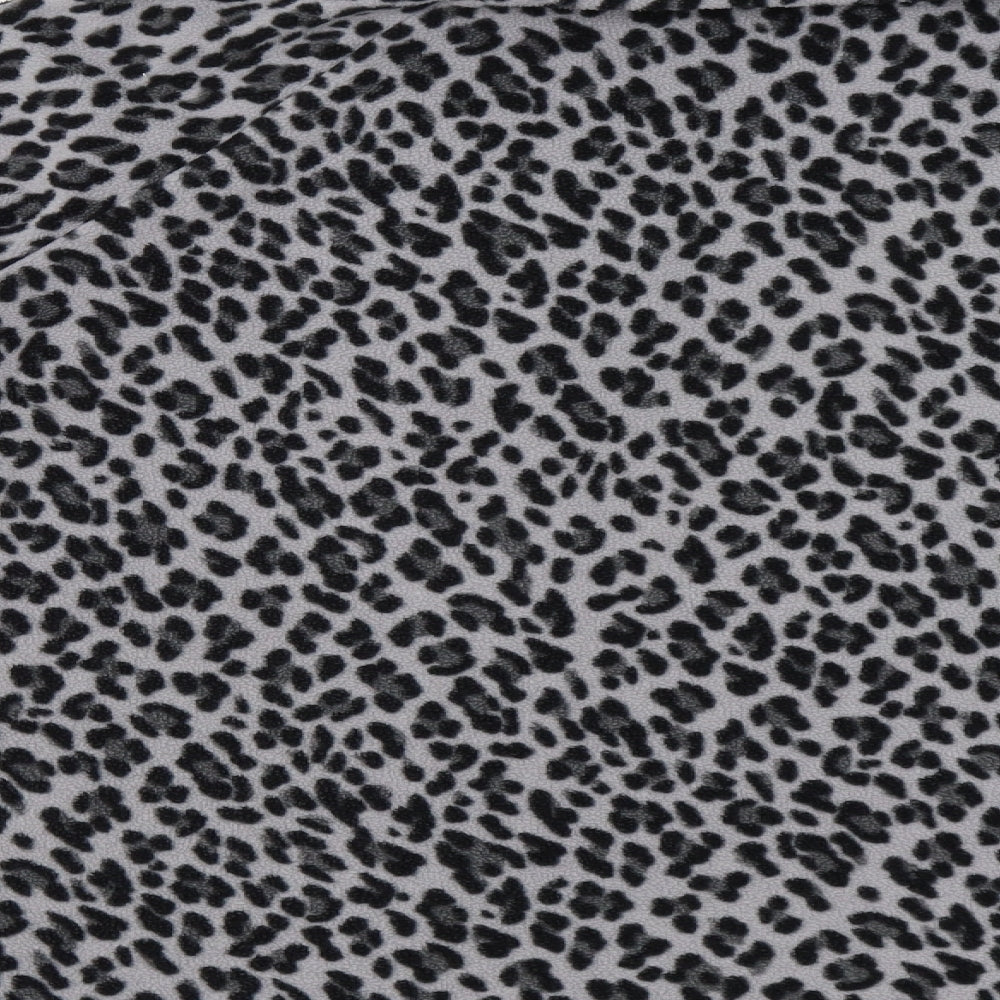 M Collection Womens Grey Animal Print  Henley Sweatshirt Size L