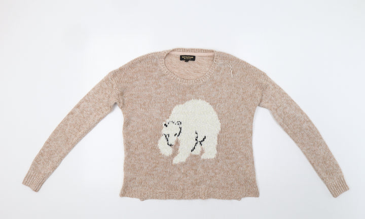 Internacionale Womens Beige Pullover Jumper Size 10 - Bear