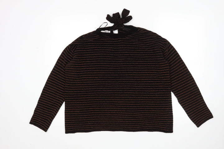 Mango Womens Brown Striped Pullover Jumper Size M