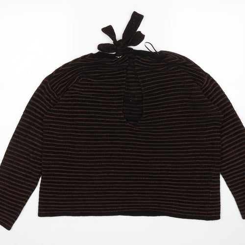 Mango Womens Brown Striped  Pullover Jumper Size M