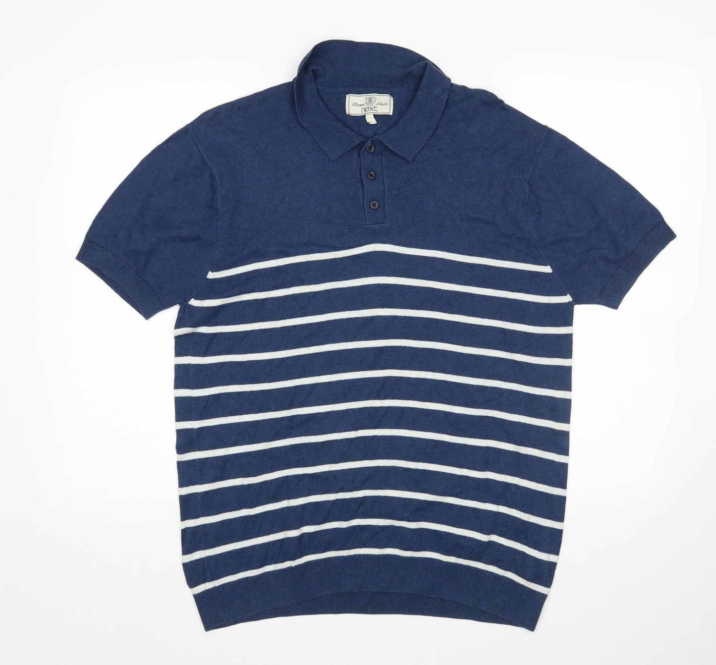 NEXT Mens Blue Striped   Polo Size L
