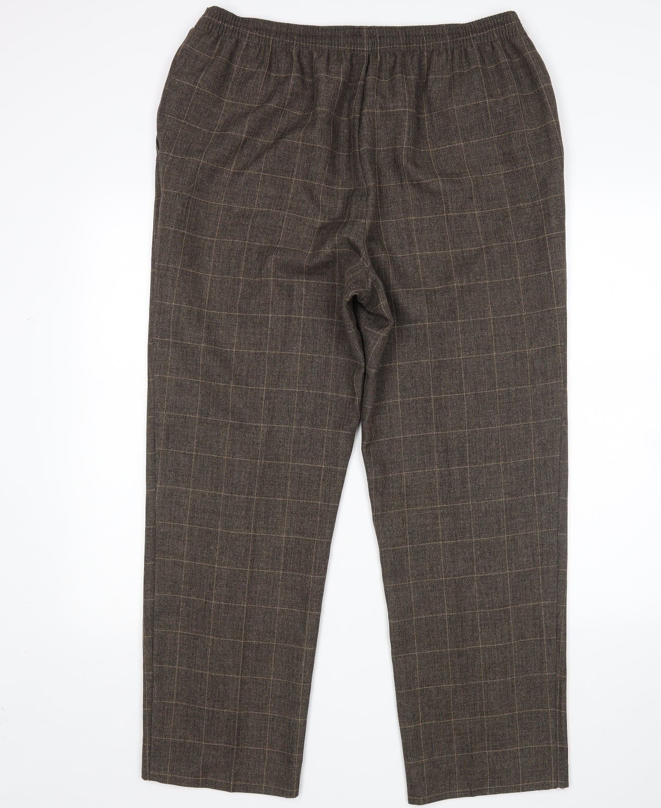 M&S Womens Brown Check  Trousers  Size 18 L28 in