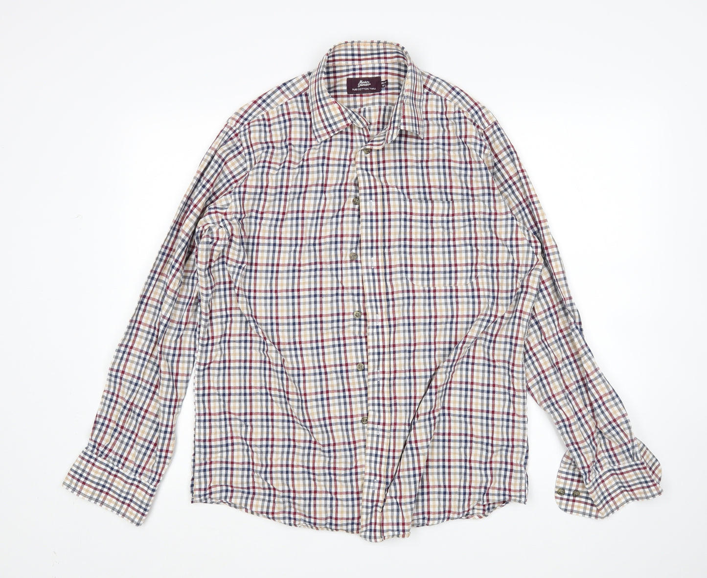 m&s Mens Multicoloured Check   Dress Shirt Size 15.5
