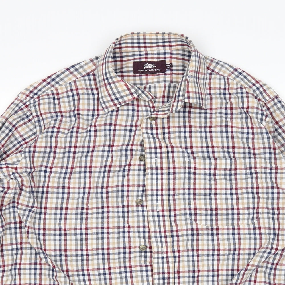m&s Mens Multicoloured Check   Dress Shirt Size 15.5