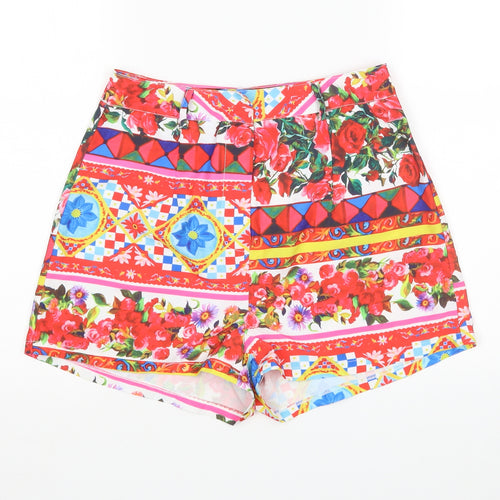 PRETTYLITTLETHING Womens Multicoloured Floral  Hot Pants Shorts Size 8