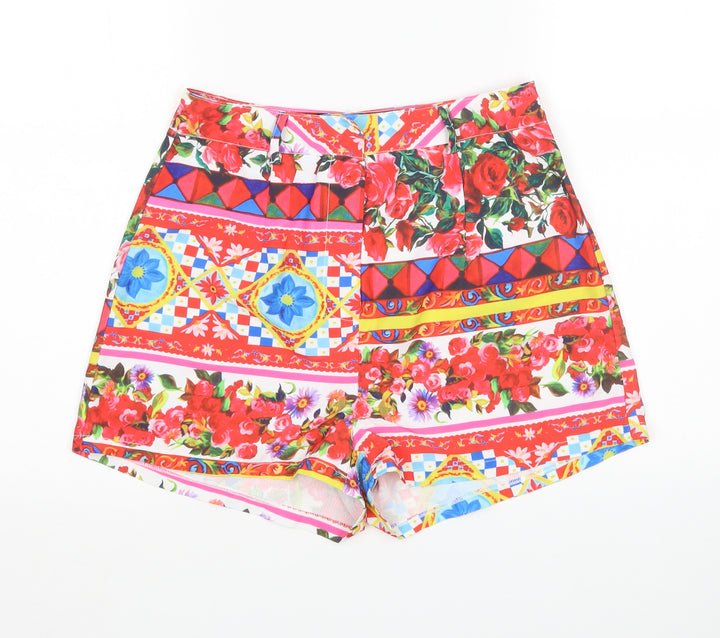 PRETTYLITTLETHING Womens Multicoloured Floral Hot Pants Shorts Size 8