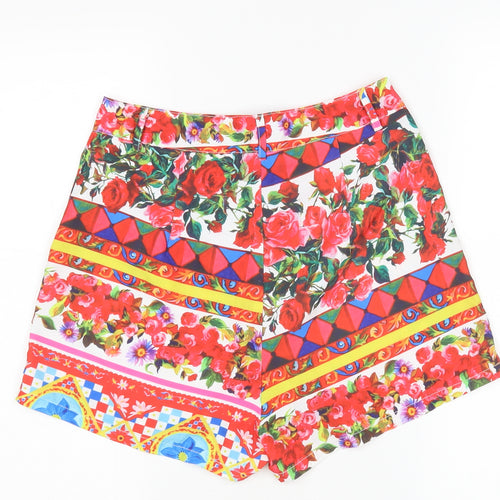 PRETTYLITTLETHING Womens Multicoloured Floral  Hot Pants Shorts Size 8